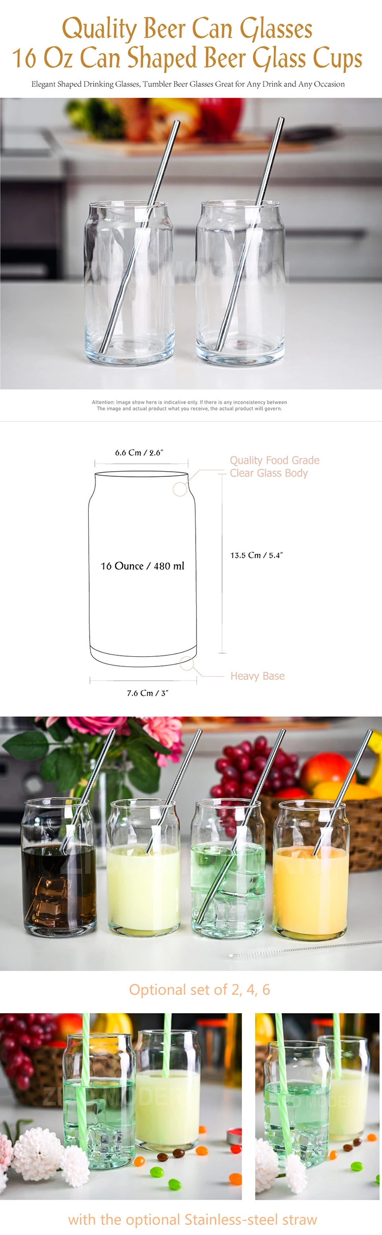 Beer Can Glass 16oz Customized Logo Printing Bar Used Beer Mug Can Shaped Beer Glass Cup Juice Soda Beer Can Shaped Glass