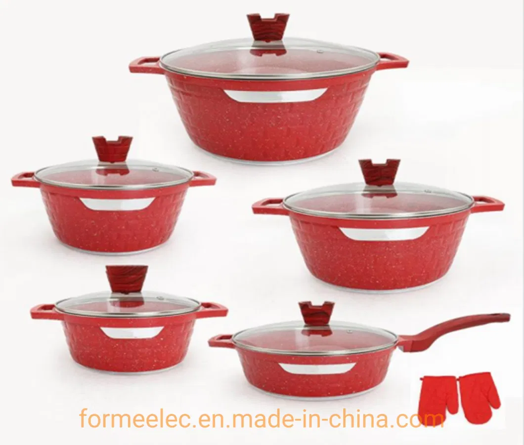 12 Pieces Casserole Set Aluminum Pot Set Ceramic Coating Granite Caserrole Stewpot