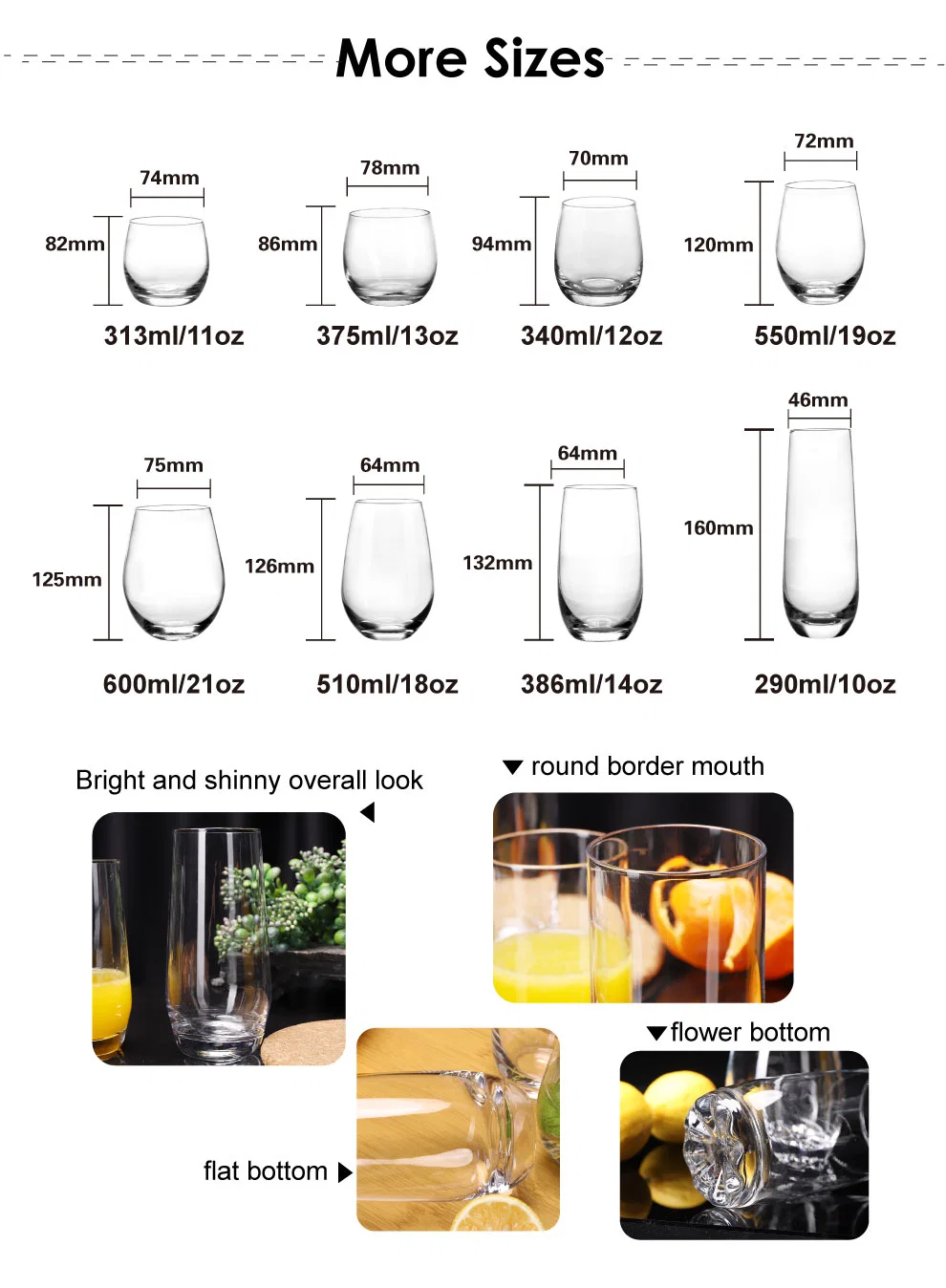 Handmade Luxury Glass Water Cups 480ml Embossed Clear Drinking Glass Cup Gold Rim Stemless Wine Glass