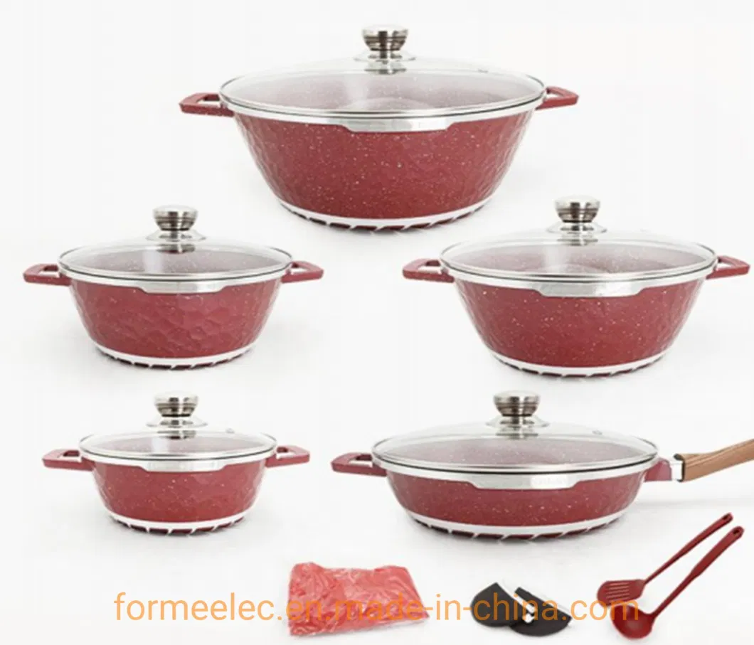 12 Pieces Casserole Set Aluminum Pot Set Ceramic Coating Granite Caserrole Stewpot