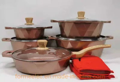 Conjunto de panelas 12 unidades, conjunto de caçarola para fritar molde de alumínio