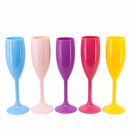 Atacado Food Garde BPA Free LED Champagne Flauta de champanhe de plástico com logotipo personalizado