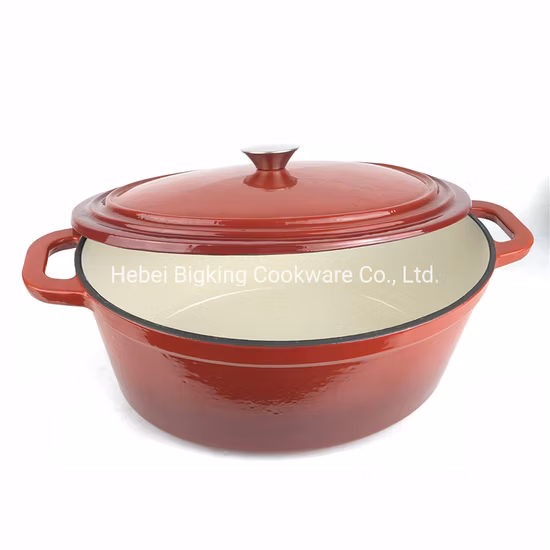 Forno Holandês de Forma Oval Grande Panela de Ensopado de Frango em Ferro Fundido